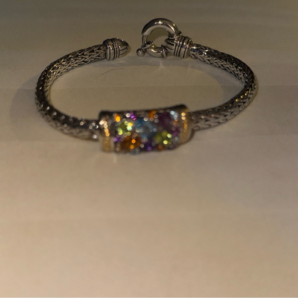 Effy Multicolor Gemstone Silver Bracelet with Gold Accents - Picture 7 of 11